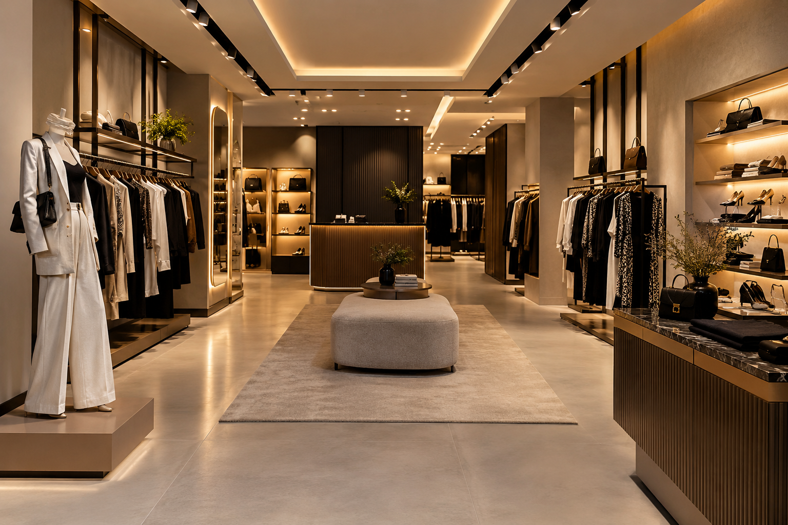Modern residential living and dining area with statement lighting, Project Alpha