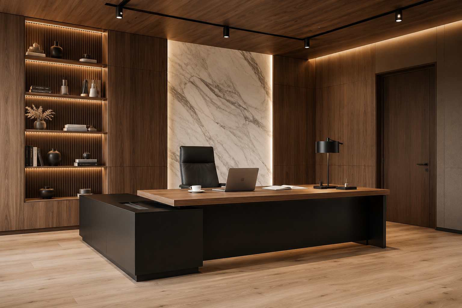 Minimal office reception with plants